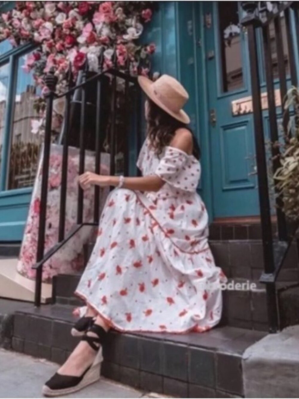 Anthropologie Esme Embroidered Floral Maxi Dress Boho Tiered Cottagecore Sz M - Picture 2 of 14